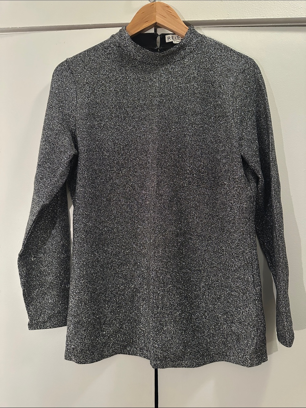 Reiss Silver Metallic Cowl/Turtleneck Sweater